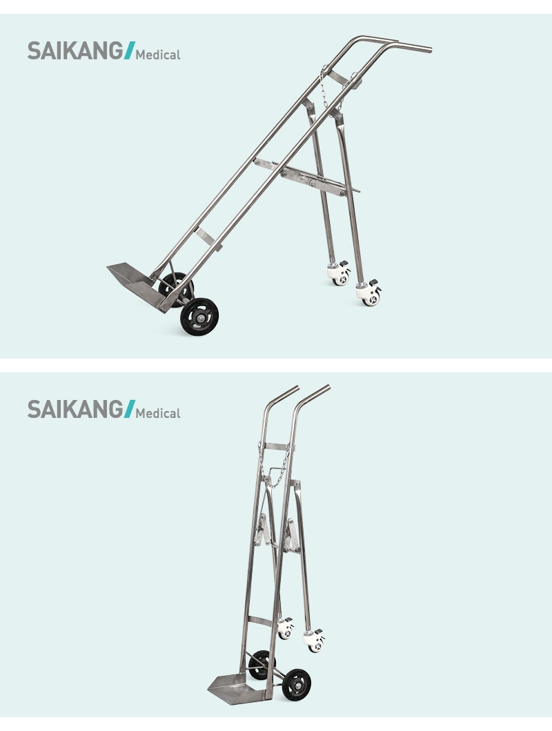 Skh048 Stainless Steel Oxygen Carrying Cylinder Trolley