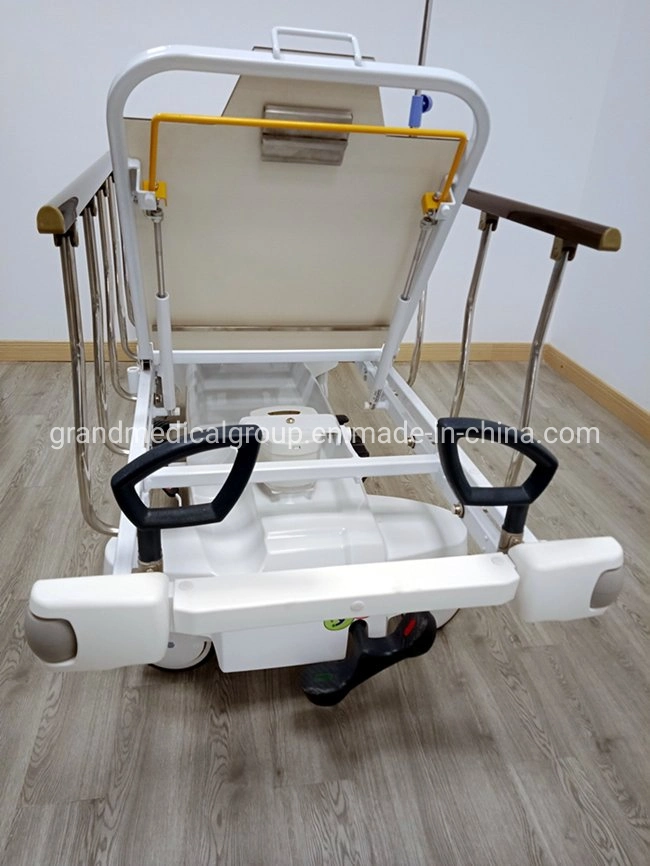 China Hot Sale Factory Made CE ISO FDA Approved Hydraulic Back Adjustable Ambulance Stretcher Trolley Hospital Bed Stretcher Trolley with Mattress