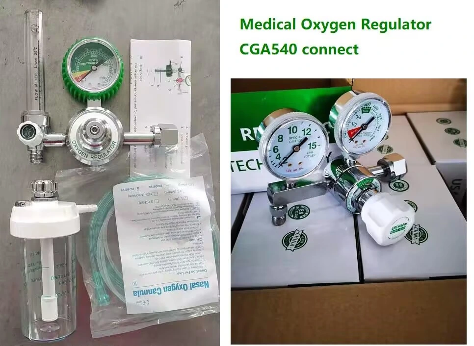 Medical Equipment High Flow Click Style Aluminum Oxygen Regulators Cga540 Barb Diss 15L
