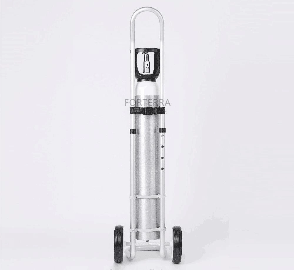 Hospital Use 8L 10L 15L Portable Aluminum Cylinder Trolley Medical Oxygen Gas Cylinder Cart for Sale