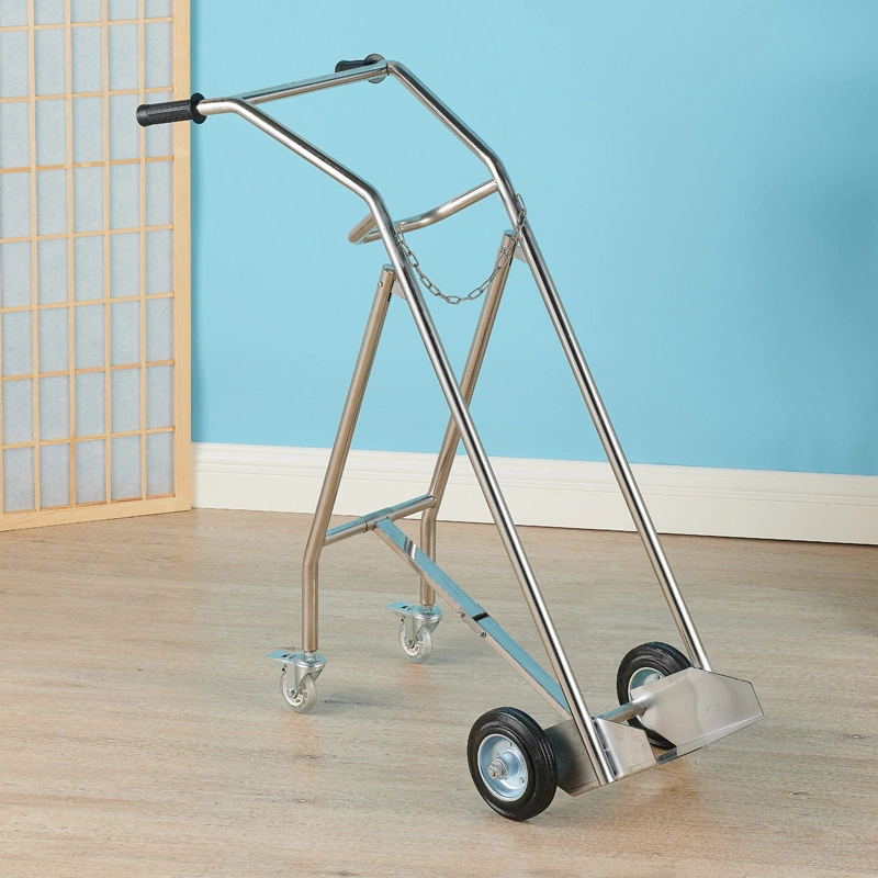 Stainless Steel Oxygen Cylinder Gas Bottle Trolley Cart with Wheels for Sale