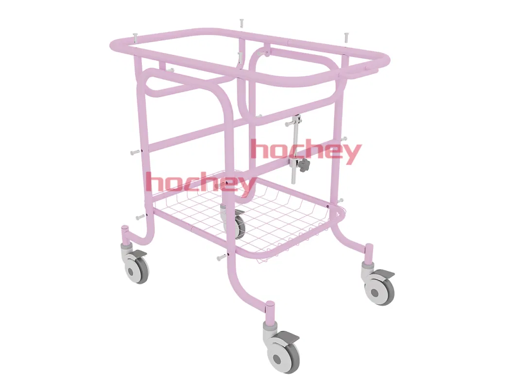 Factory Infant Hospital Metal Babies Clinic Medical Bed Trolley with Casters Manufacturers