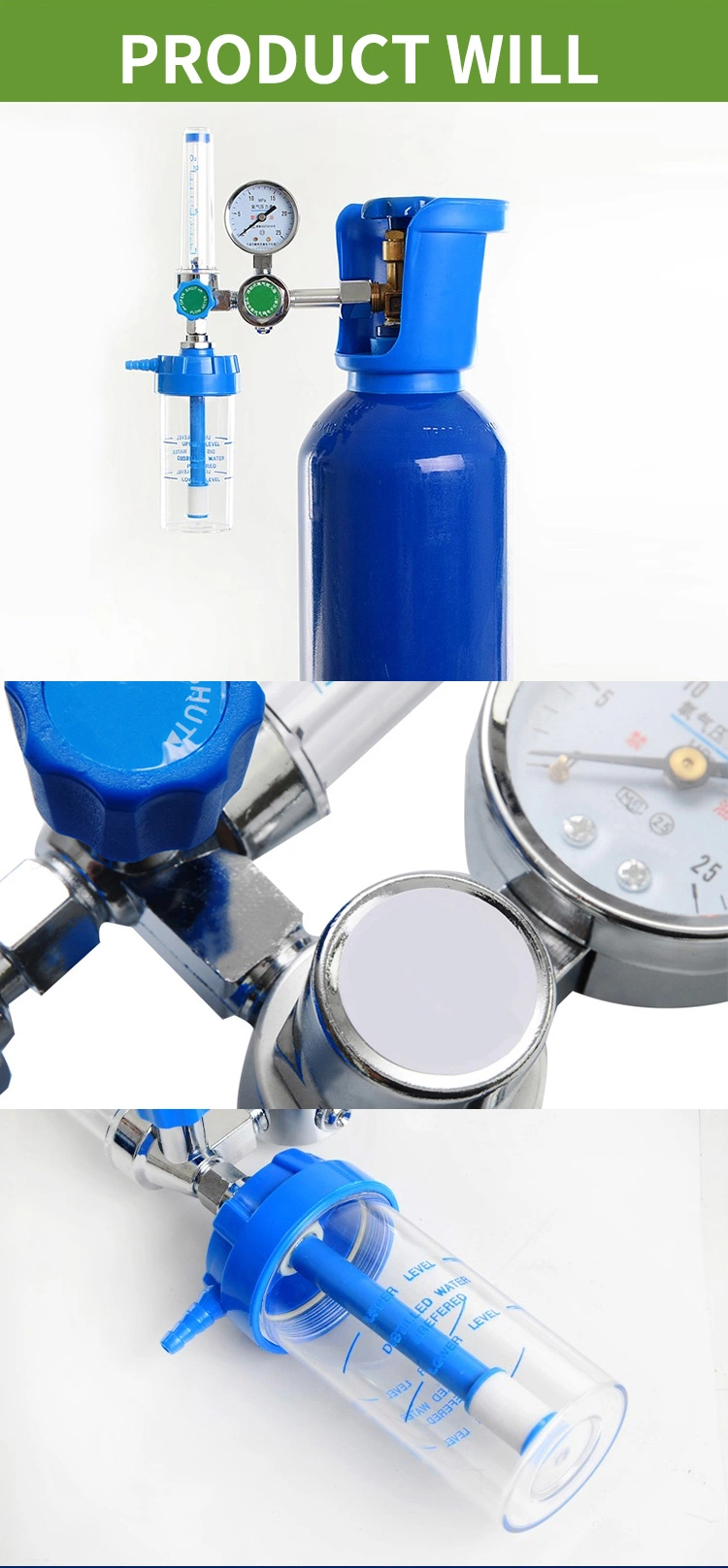 Good Quality Hopital Cylinders Medical Gas Gauge Meter Manometer Oxygen Pressure Regulator