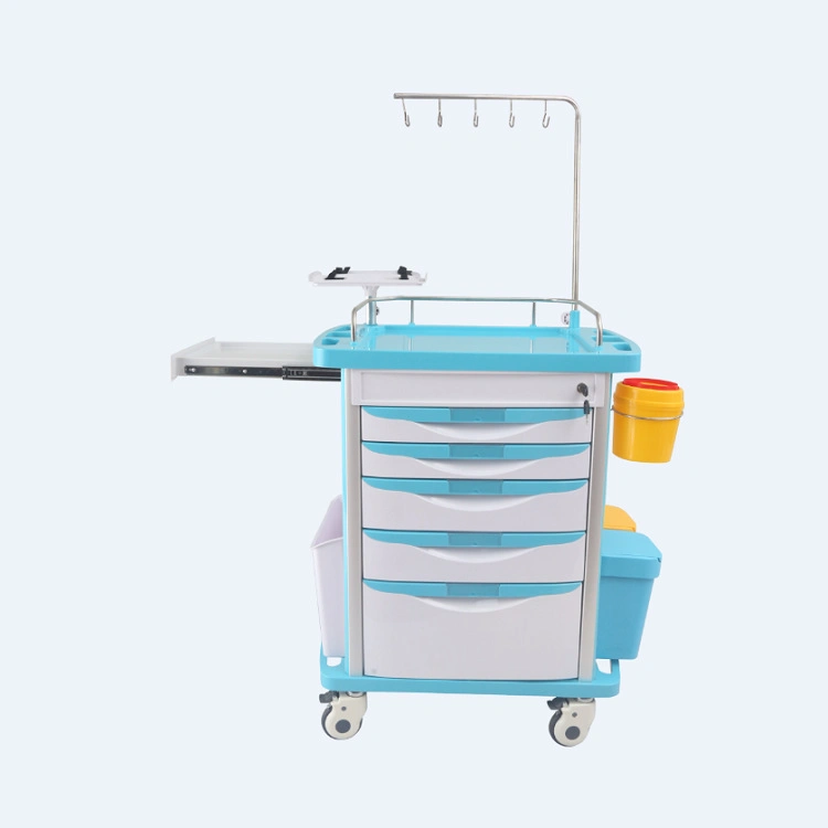 Hot Selling Hospital ABS with Drawers Medical Trolley Emergency Nursing Cart