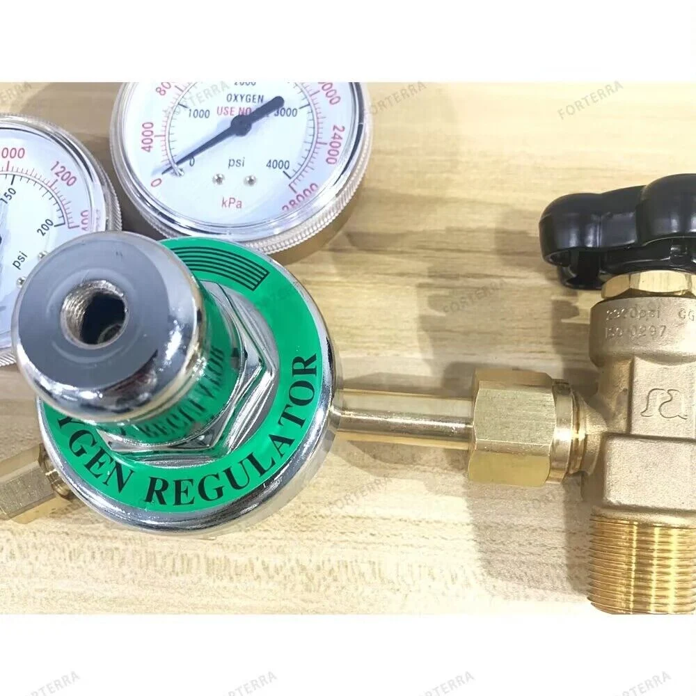 Forterra High Quality Cga540 Oxygen Gas Regulator Dual Gauge Pressure Reducer Regulator for South America