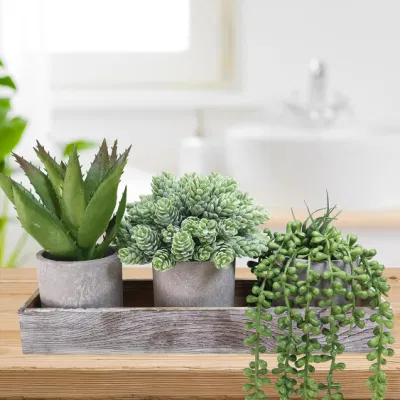 Indoor Greenery Decor Mini Potted Artificial Succulent Fake Plant