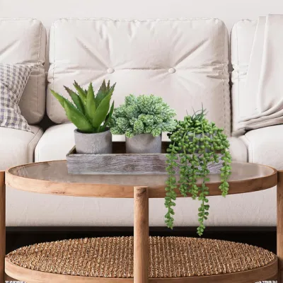 Indoor Greenery Decor Mini Potted Artificial Succulent Fake Plant