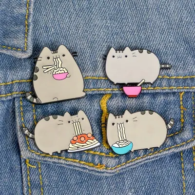  Wholesale Custom Cute Style Cartoon Design Rabbit Cat National Flag Metal Badge
