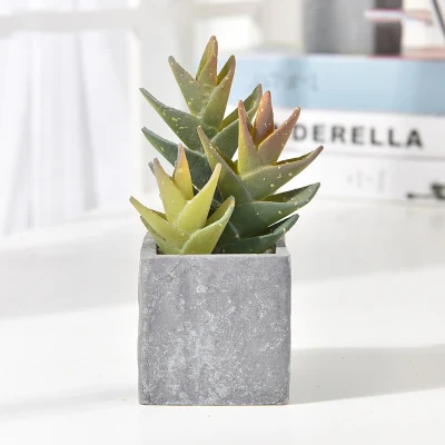 Decorative Faux Succulent Artificial Succulent Cactus Faked Air Plants with Gray Pots