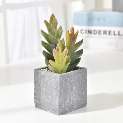  Assorted Decorative Faux Succulent Artificial Succulent Cactus Faked Air Plants with Gray Pots