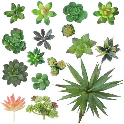  16 Pack Artificial Succulent Flocking Plants Unpotted Mini Fake Succulents Plant for Garden Arrangement Decor