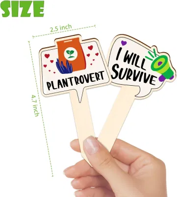  Funny Wooden Plant Markers for Succulent Flowers Greenery Plants Tags 15-Pack Waterproof Wood Plant Labels Outdoor Indoor Patio Supplies Garden Stakes