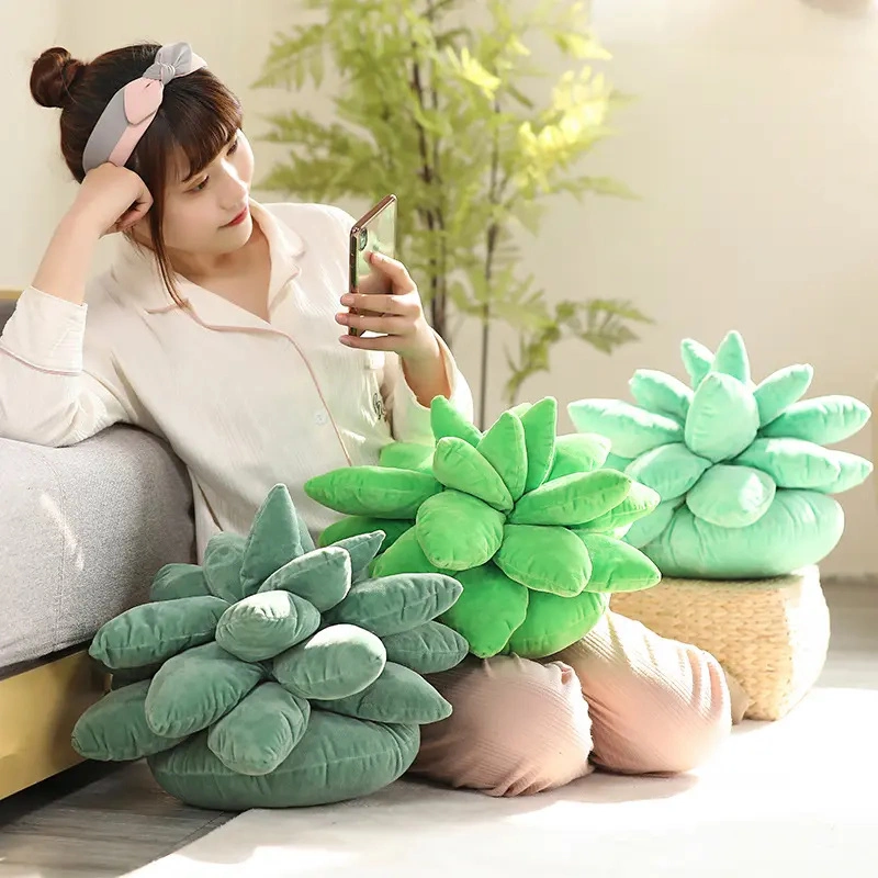 Simulated Green Succulent Plants Plush Toy Stuffed Toy Stuffed Plush Seat Cushion Pillow