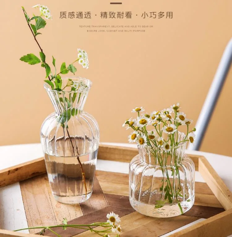 Nordic Creative Striped Bubble Vase Hand Blown Clear Flower Arrangements Glass Vases for Home Decoration