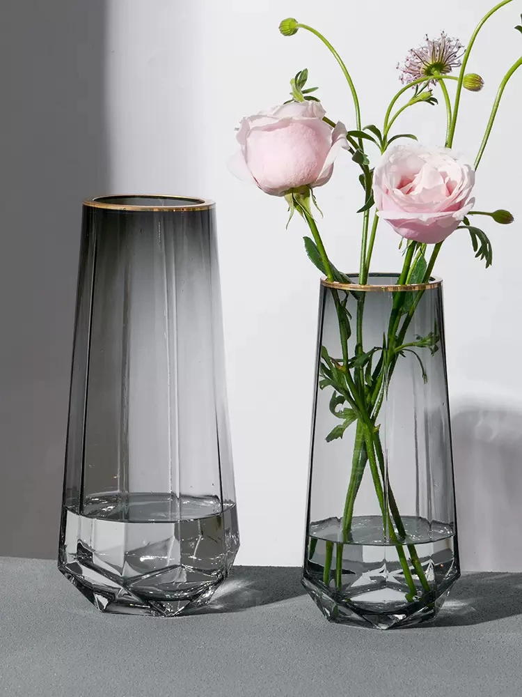 Floor Vase Large Home Decor Decoration Tall Grey Color Glass Flower Vase for Wedding Centerpieces