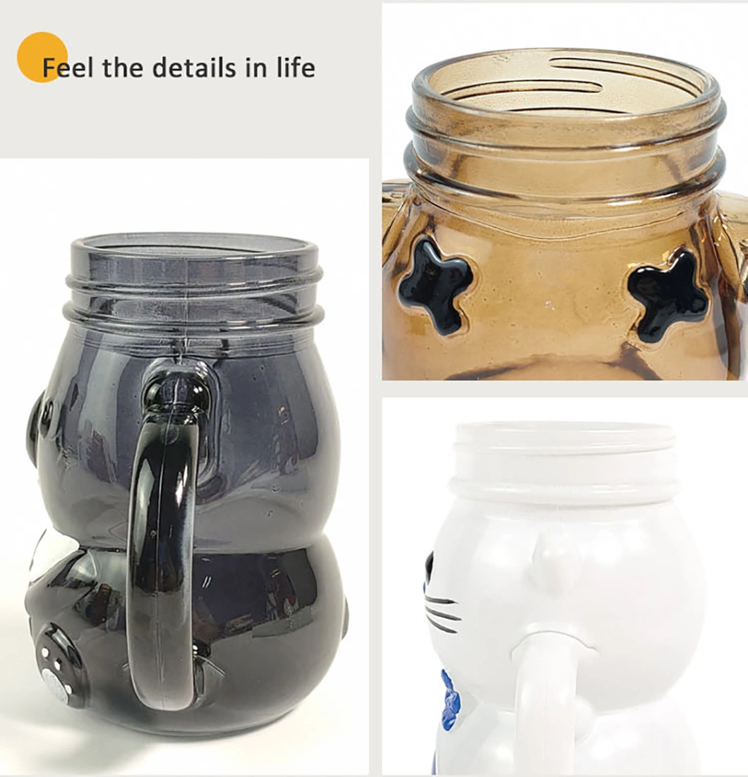 Kitchen Storage Snowman Shaped Glass Bottles Cactus-Mason-Jar Mason Jars Jar with Straws Lid and Handle