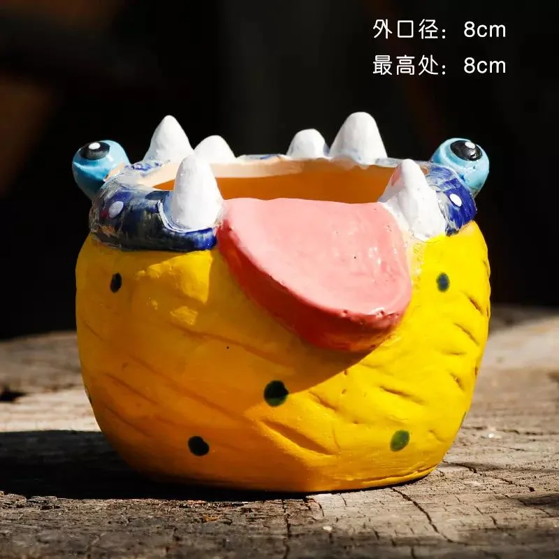 3D Big Mouth Little Monster Clay Succulent Flower Pots Desktop Decor