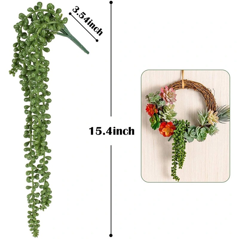 2 PCS Artificial Hanging String of Pearls Plant, Fake Succulent Hanging, Lover Tears Basket Plant for Indoor Outdoor Wedding Party Decoration, 48cm Long