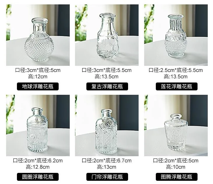 Wholesale Transparent Clear Glass Vase Desktop Small Mini Vase Home Living Room Dining Table Decoration Customized Logo