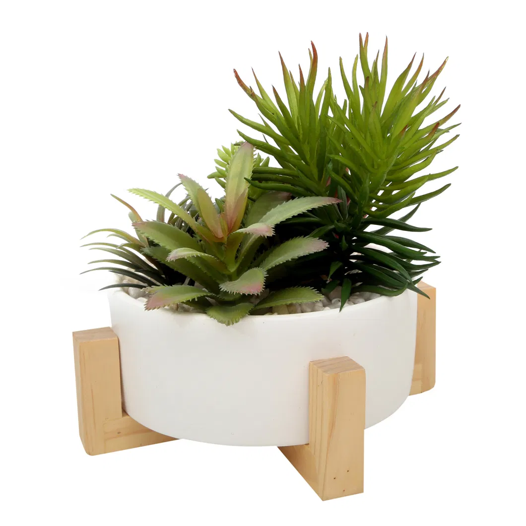 Wholesale Custom Small Potted Succulent Artificial Plants in Cement Flower Pot