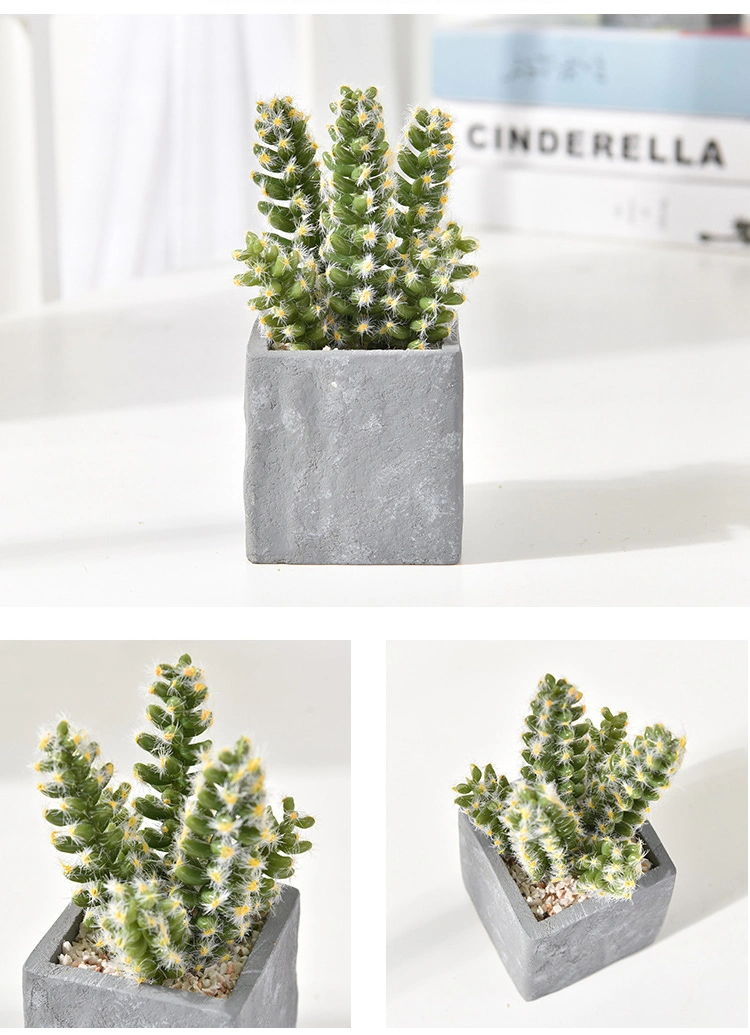 Decorative Faux Succulent Artificial Succulent Cactus Faked Air Plants with Gray Pots