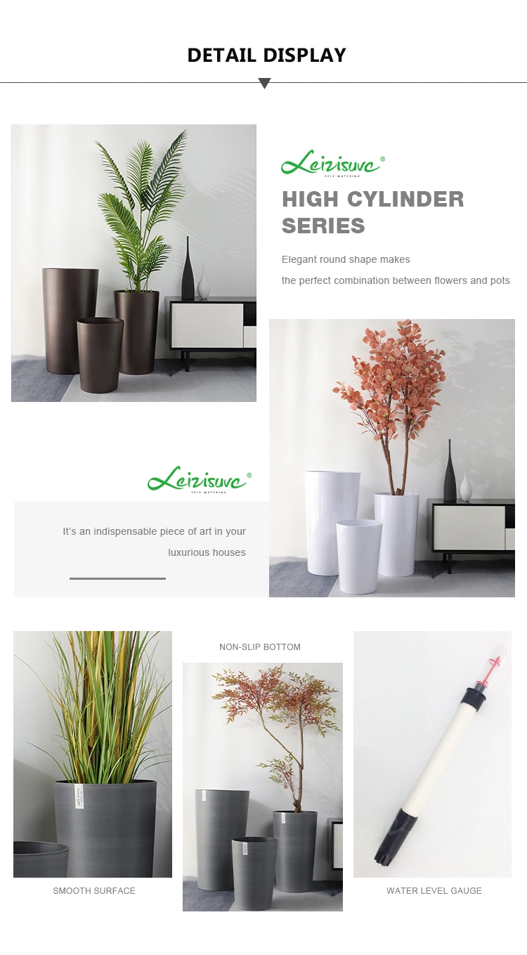 Leizisure 5.5 Inch Wholesale Desktop Decor Lazy Plastic Round Cylinder Flowers and Pots Succulent Planting (ZT-00)