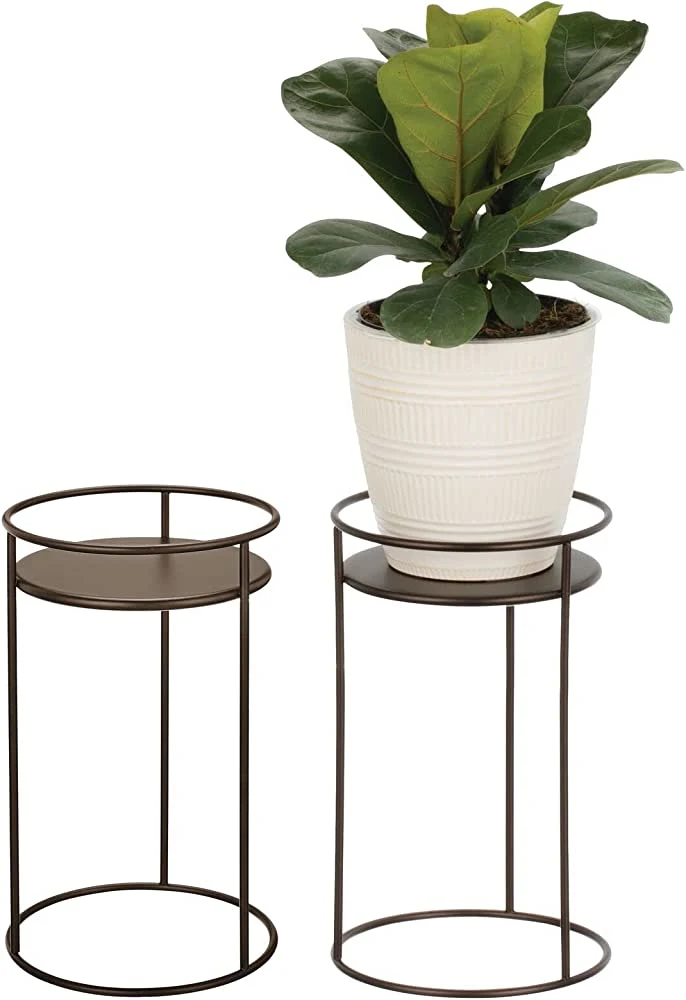 Two Size Ironwork Simple Modern Succulent Small Metal Flower Pot Stand with Flower Pot