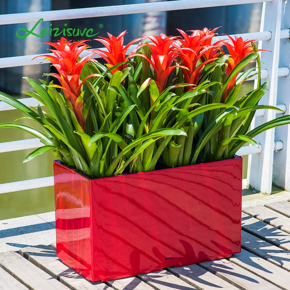 Garden Decor Decorative Red Plastic Pots for Plants with Self-Watering Functions for Orchid, Herbs, Cactus Rectangular Plant Pots (GL-1-3)