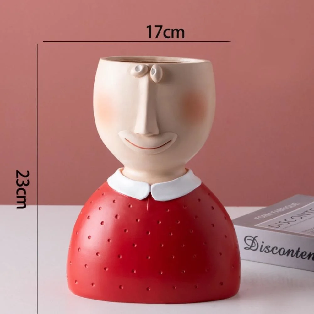 Portrait Flowerpot Art Plants Vase Doll Shape Sculpture Resin Vase Home Decor Succulents Head Shape Vase Nordic Human Head Vessels Bl19936