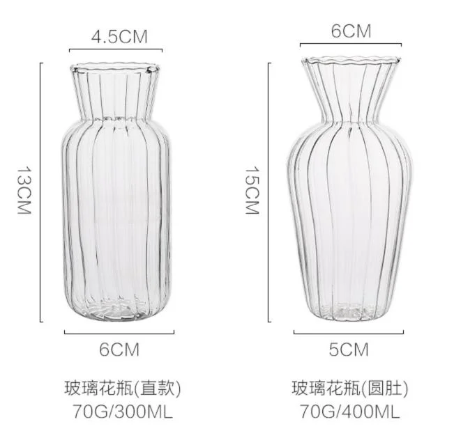 Nordic Creative Striped Bubble Vase Hand Blown Clear Flower Arrangements Glass Vases for Home Decoration