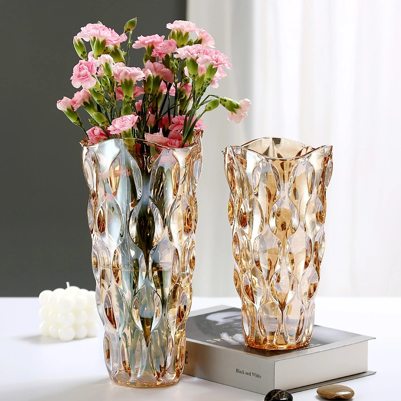 Wholesale Bohemia Light Luxury Clear Transparent Glass Flower Vase for Home Hotel Office Decoration