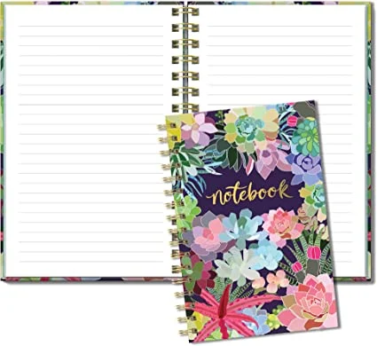 Medium Hardcover Spiral Notebook by Studio Oh! - Succulent Paradise - 5.75&quot; X 8.75&quot; - Durable Wire-O Lay-Flat Binding, Full-Color Art Rigid Cover &amp; 160 Lined PA