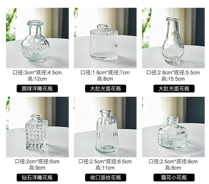 Wholesale Transparent Clear Glass Vase Desktop Small Mini Vase Home Living Room Dining Table Decoration Customized Logo