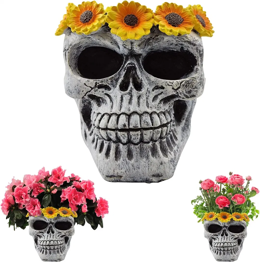 Resin Skull Head Flower Pot