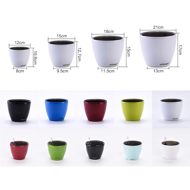 Leizisure Medium Planters Pot Self Water for Indoor Plants Clear Plastic Automatic Self Watering Plant Pot (HG-0818-1)