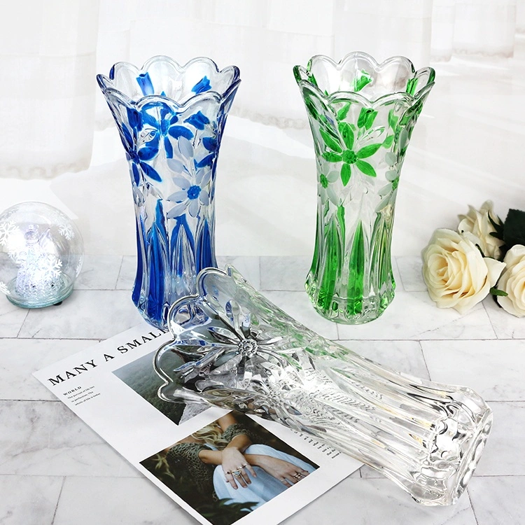 Wholesale Clear Orchid Glass Flower Vase Red Pink Blue Green Amber Colorful Black Glass Vases for Home Decor