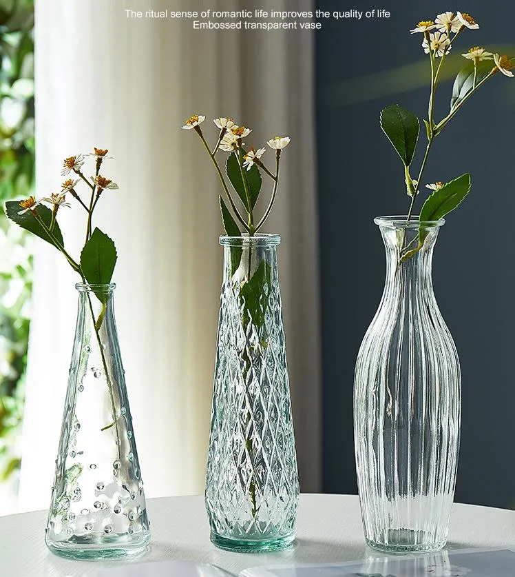 Table Decoration Clear Thin Flower Vase Home Decor Glass Vase for Home Wedding Decor