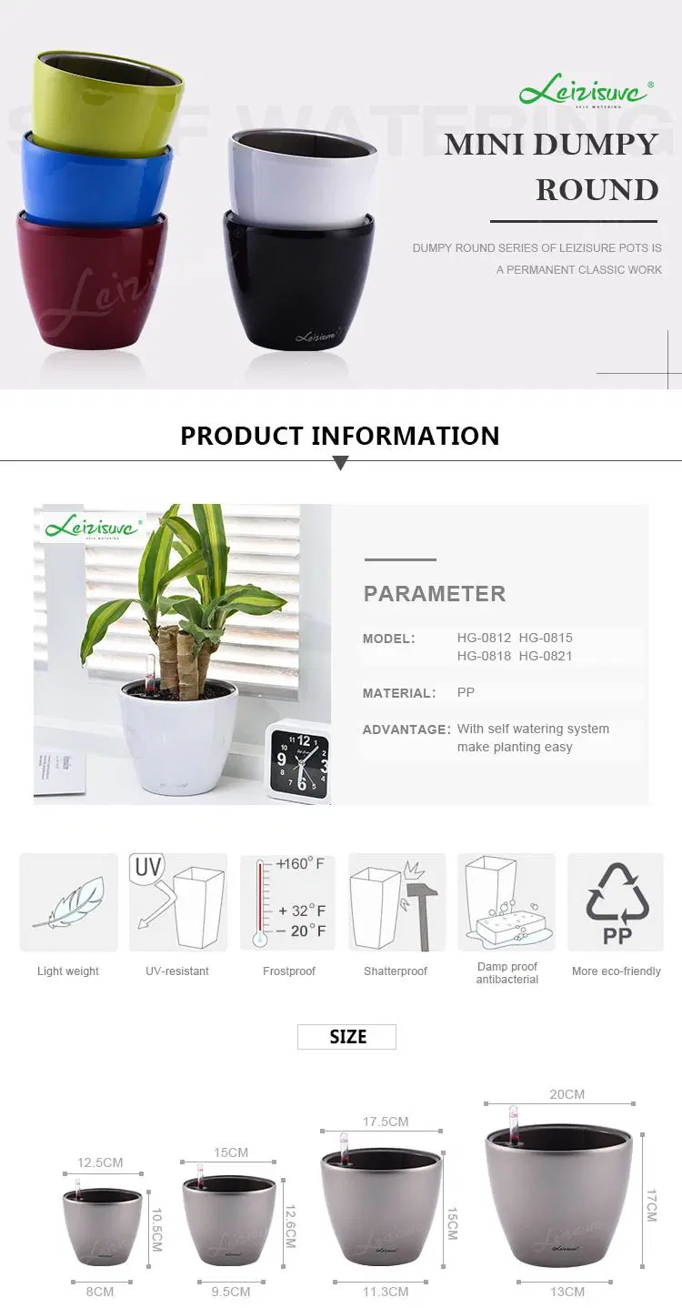 Leizisure Medium Planters Pot Self Water for Indoor Plants Clear Plastic Automatic Self Watering Plant Pot (HG-0818-1)