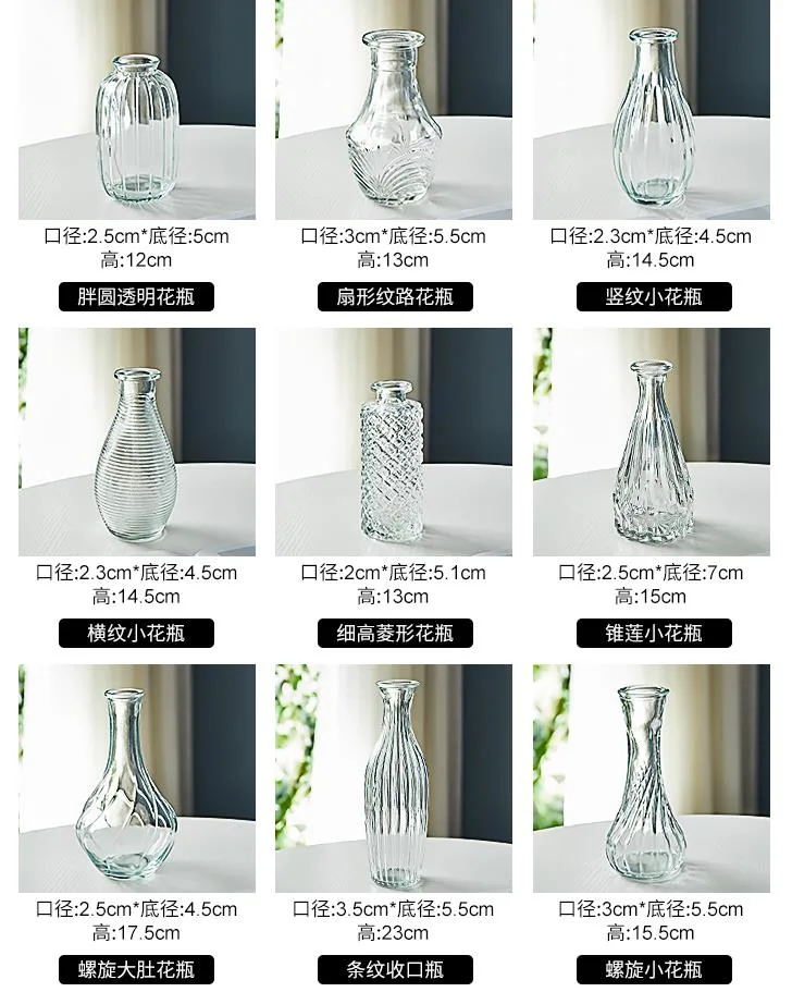 Wholesale Transparent Clear Glass Vase Desktop Small Mini Vase Home Living Room Dining Table Decoration Customized Logo