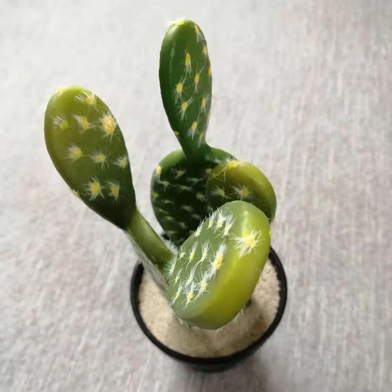 Faux Artificial Cactus Succulents Potted with Plastic Material White Base for Desk Decoration House Decoration