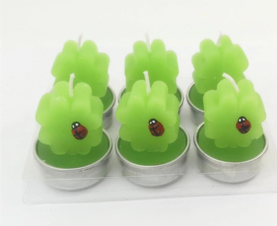 Succulent Cactus Tea Light Candles Unscented 6PCS Assorted for Birthday Party