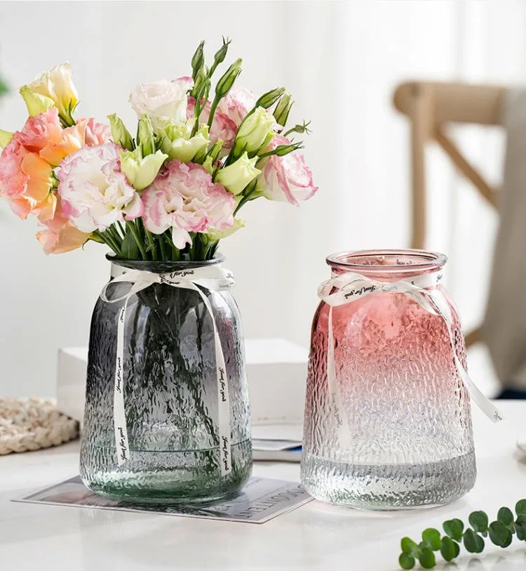 Bright Colorful Glass Vase Nordic Creative Flower Arrangement Dried Desktop Flower Pot Glass Vase Crafts Home Use