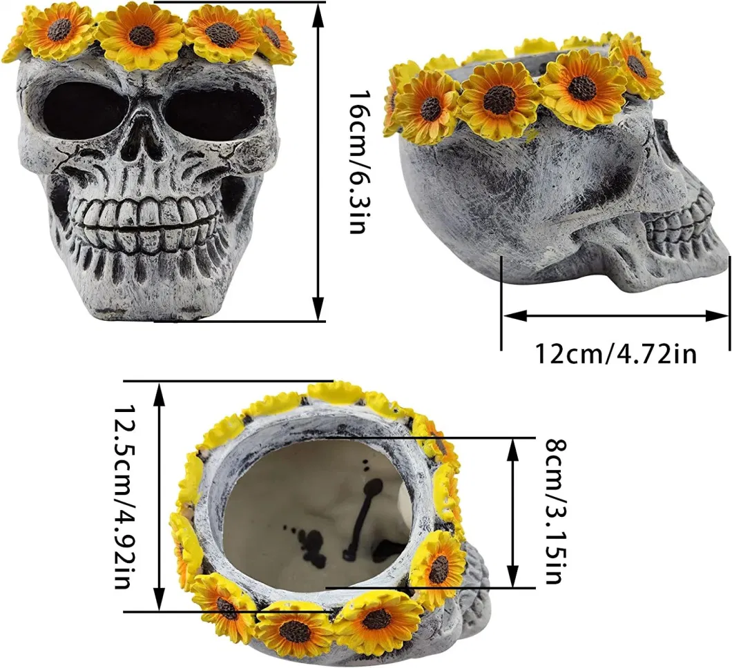 Resin Skull Head Flower Pot