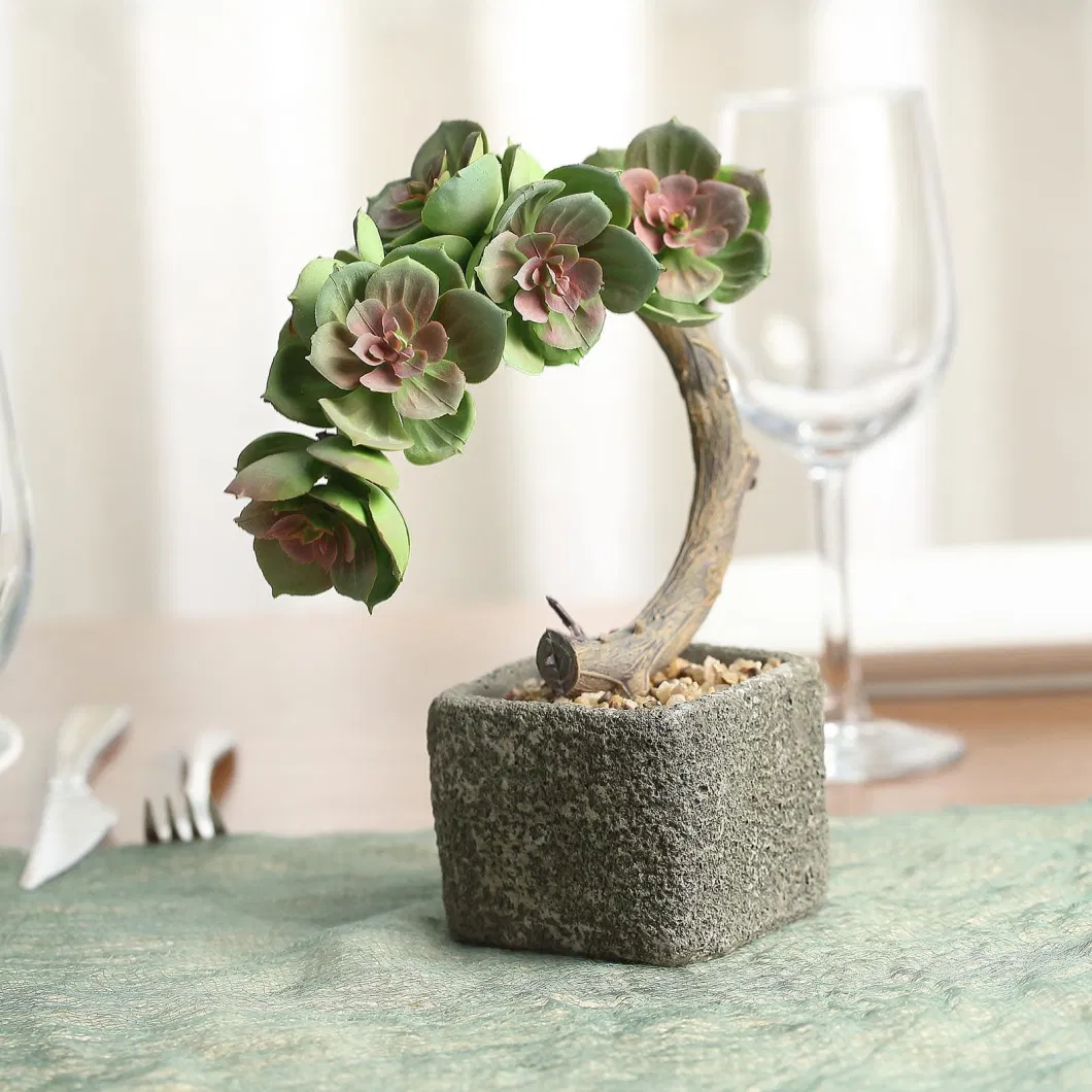 Concrete Planter Pot and Willow Tree Succulent Palnt 2023 Design Artificial Plant