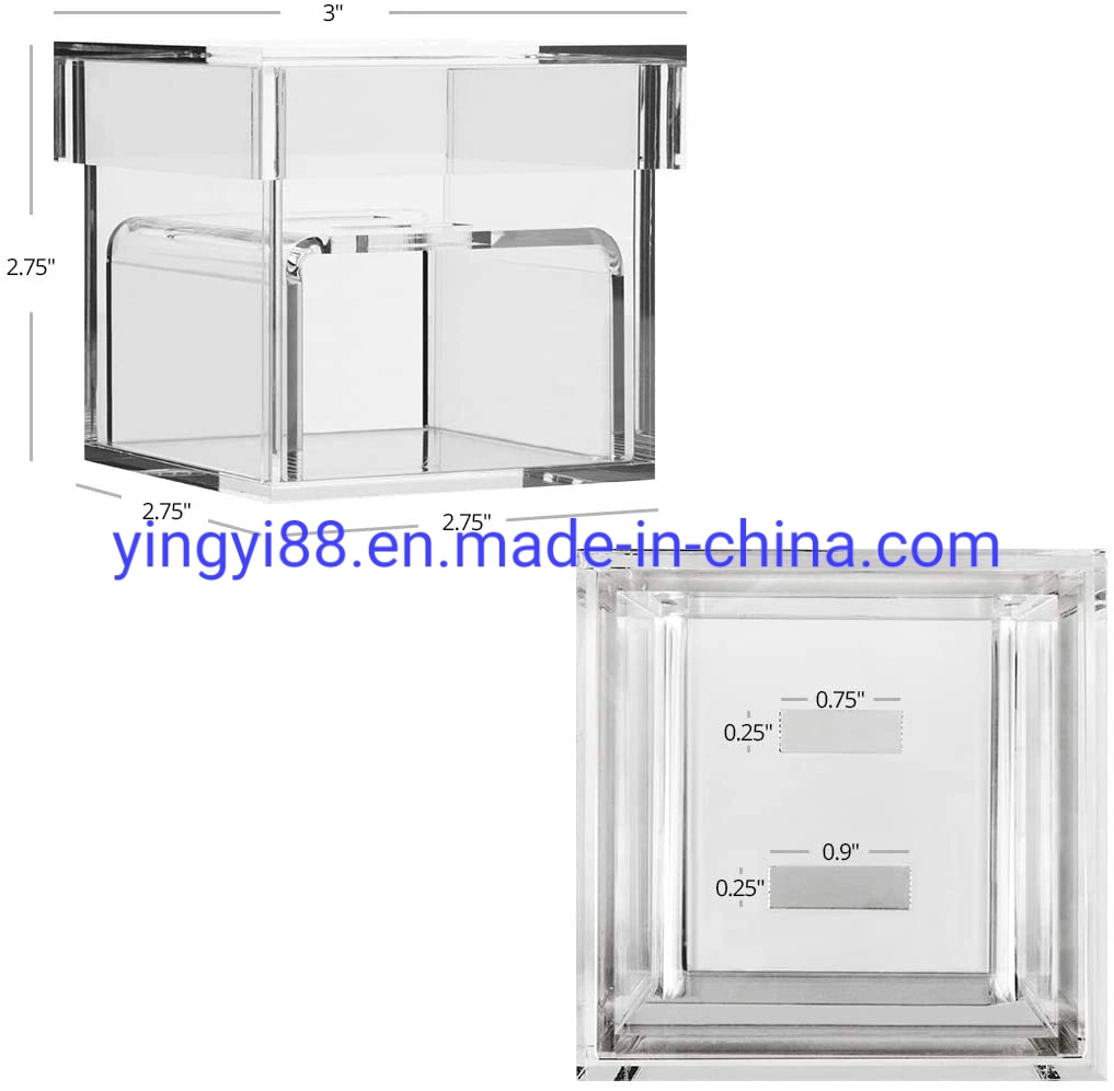 Wholesale Custom Clear Lucite/Acrylic Crystal Organizer and Storage Box with Cover Ring/Weeding Ring