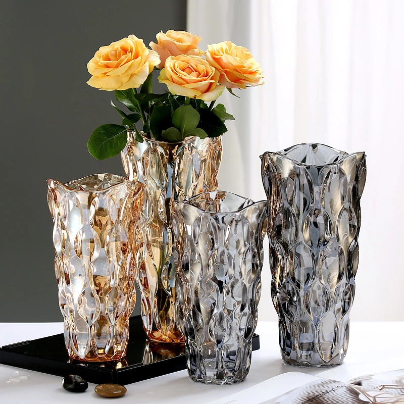 Wholesale Bohemia Light Luxury Clear Transparent Glass Flower Vase for Home Hotel Office Decoration