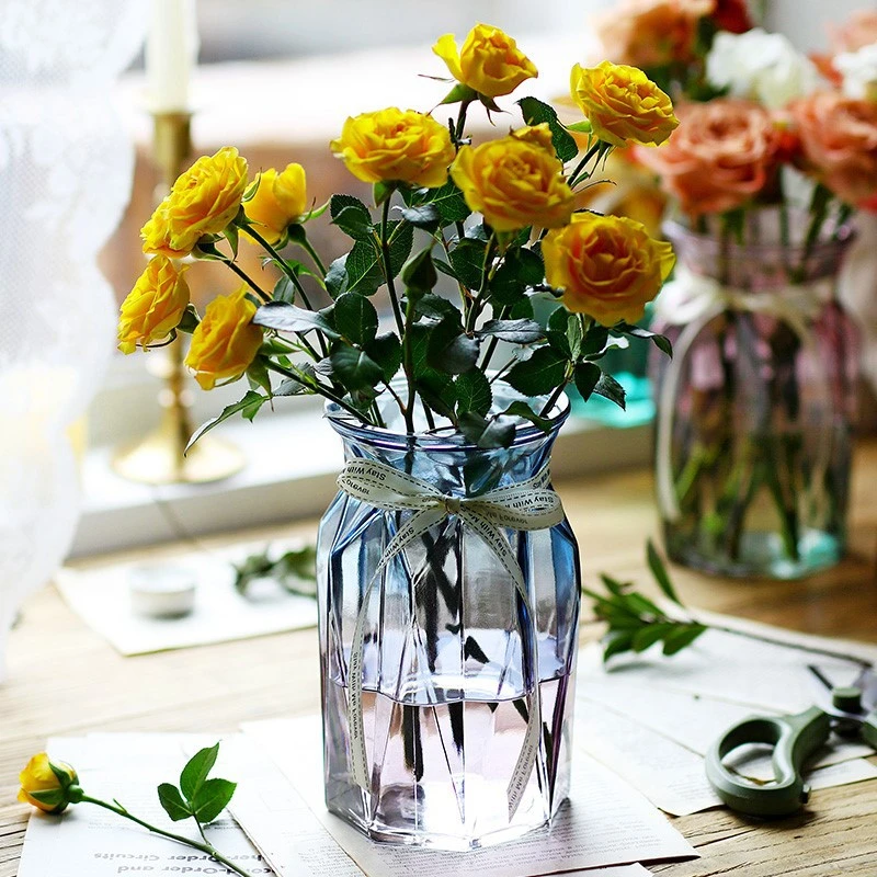 Wholesale Europe Type Contracted Transparent Clear Glass Flower Vase for Home Hotel Office Decoration Arrangement