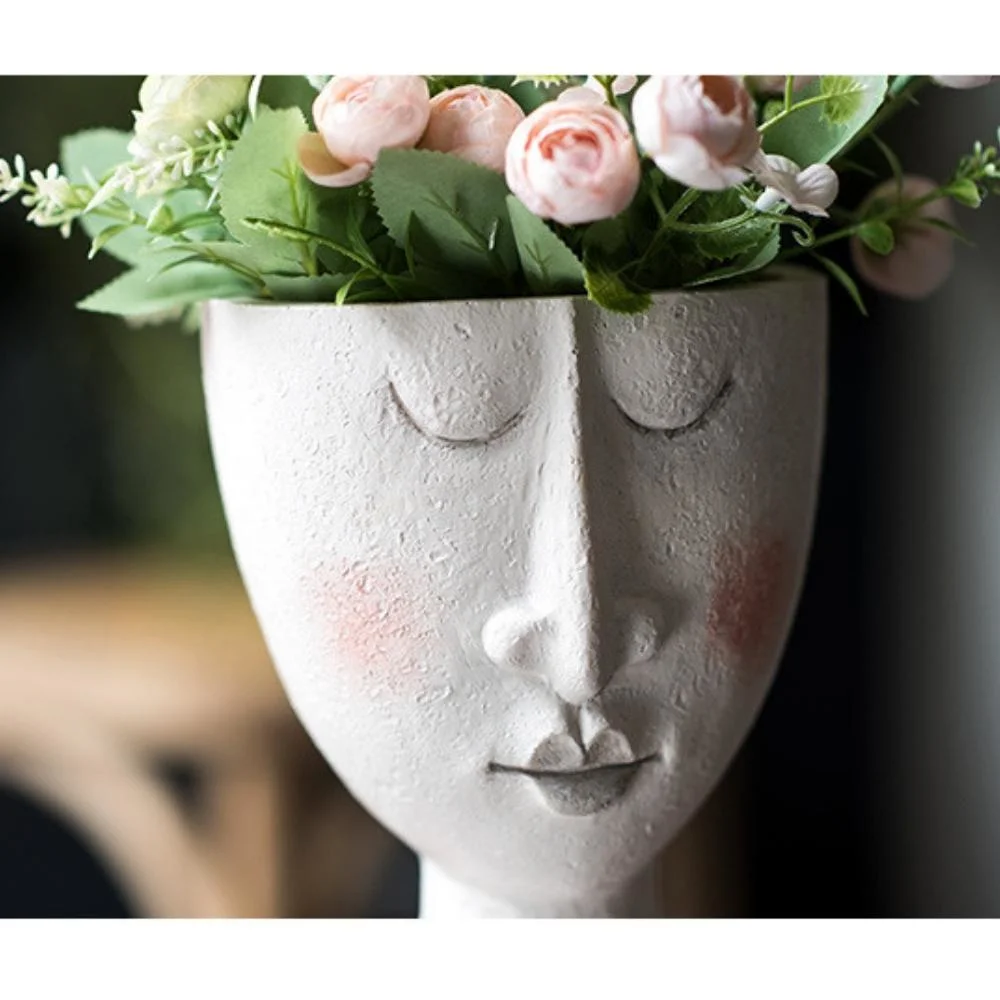 Portrait Flowerpot Art Plants Vase Doll Shape Sculpture Resin Vase Home Decor Succulents Head Shape Vase Nordic Human Head Vessels Bl19936