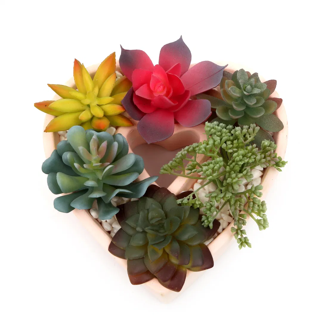 Mini Artificial Succulent Plants with Ceramic Planter Pots Set Home Office Decoration