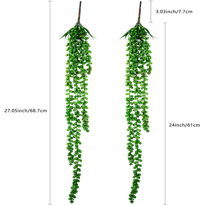 4PCS Artificial Succulents Hanging Plants Fake String of Pearls Plant Faux Succulents Unpotted Branch Lover&prime;s Tears Plants